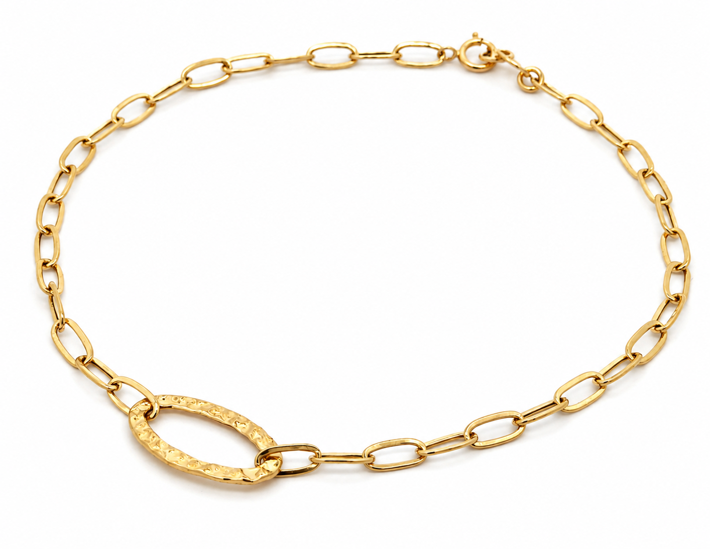 Yellow Gold Oval Link Bracelet l 7 inches