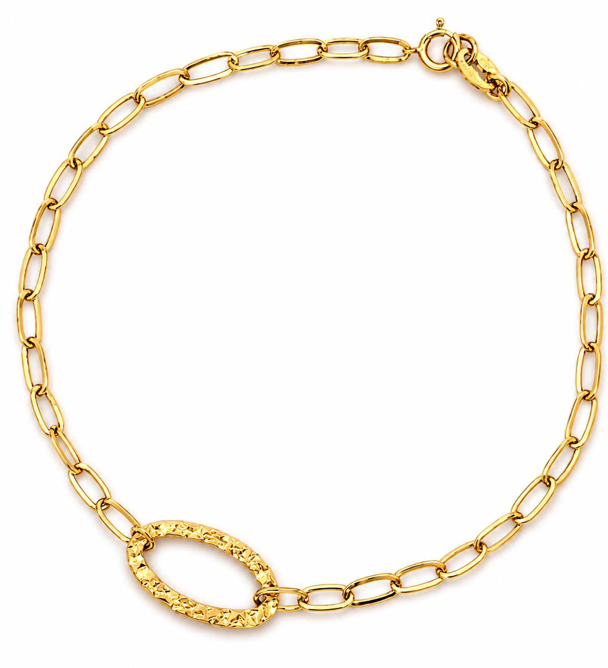 Yellow Gold Oval Link Bracelet l 7 inches