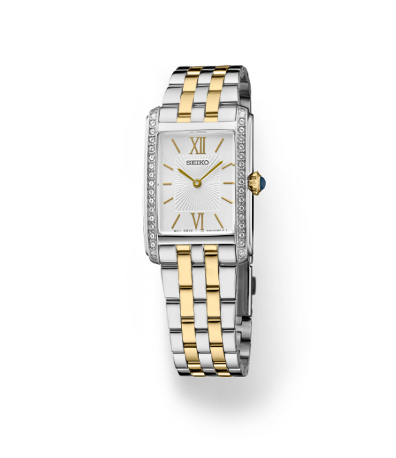 Ladie's Quartz Silver Dial Crystals Two-Tone Watch l SEIKO