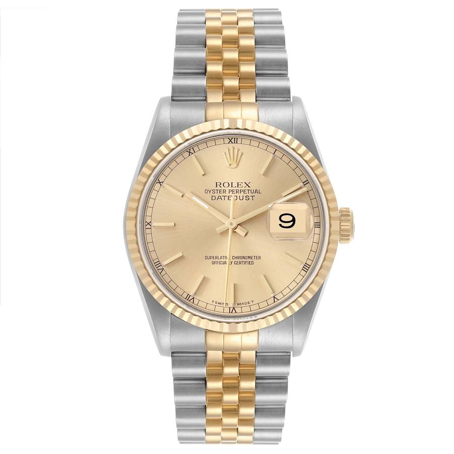 Datejust 36 Champagne Dial Steel and Gold Men's Watch 16233 l ROLEX