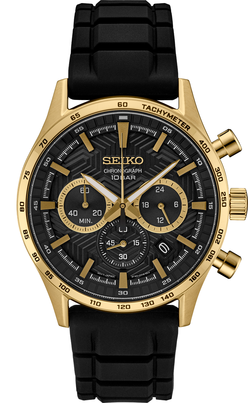 Men's Essentials Gold Chronograph Black Dial l SEIKO