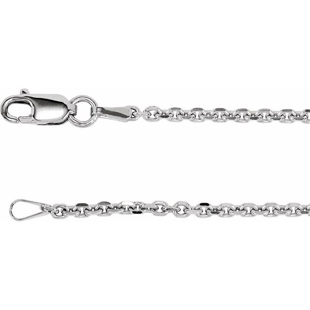 18 Rhodium-Plated Sterling Silver 1.75 mm Diamond-Cut Cable Chain