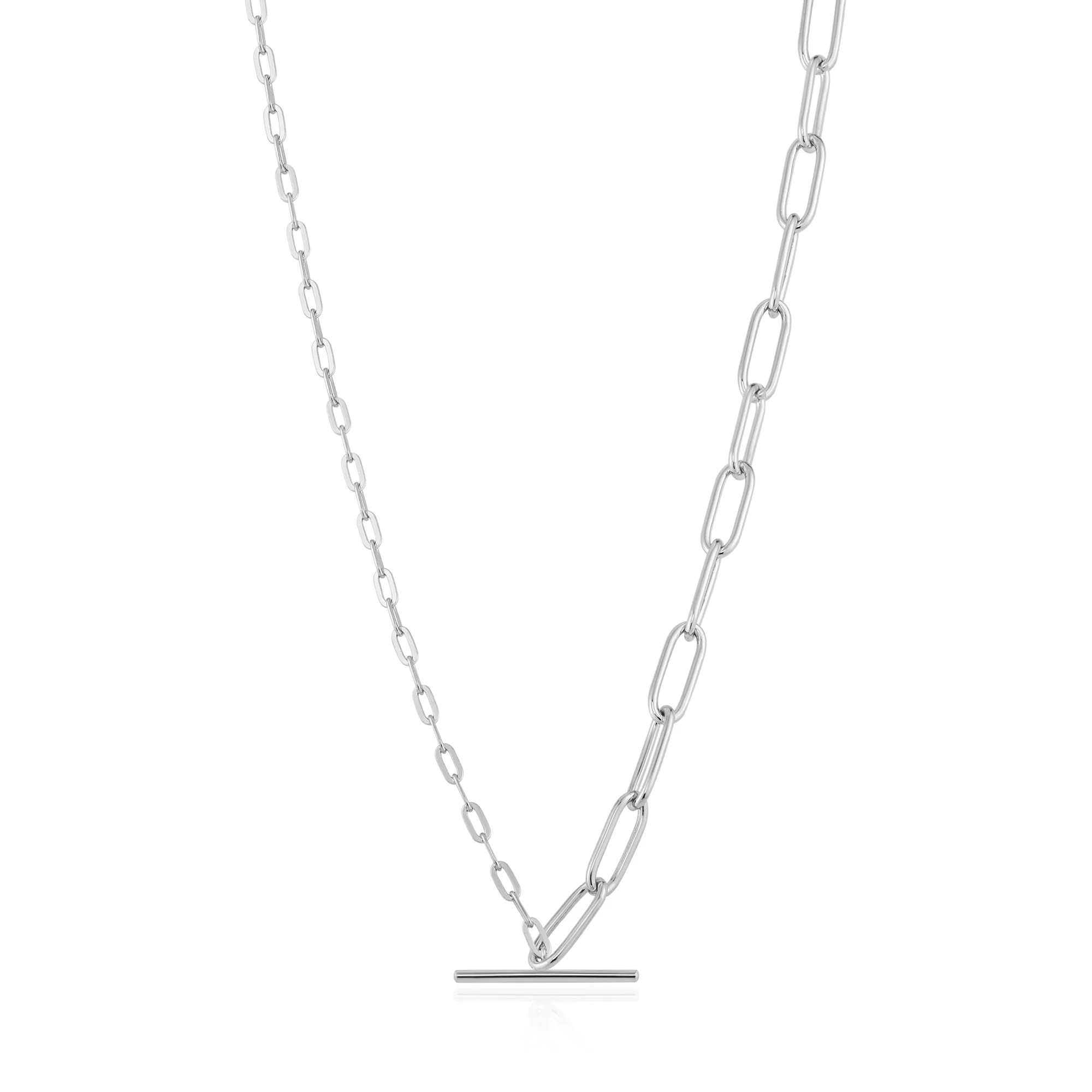 ANIA HAIE Silver Mixed Link T-bar Necklace