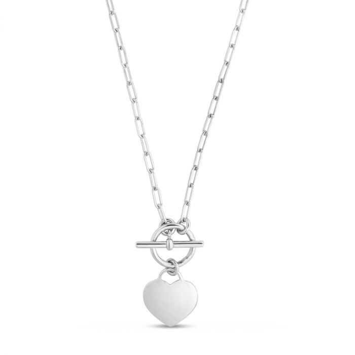 Sterling Silver Heart Toggle Necklace
