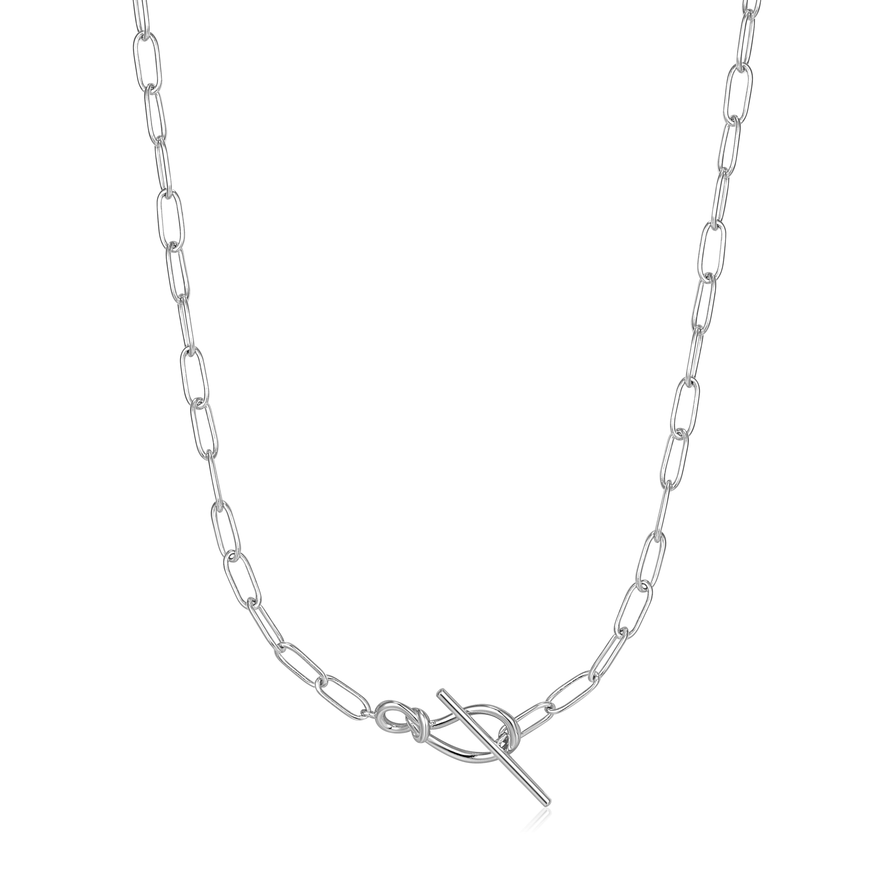 ANIA HAIE Silver Knot T Bar Chain Necklace