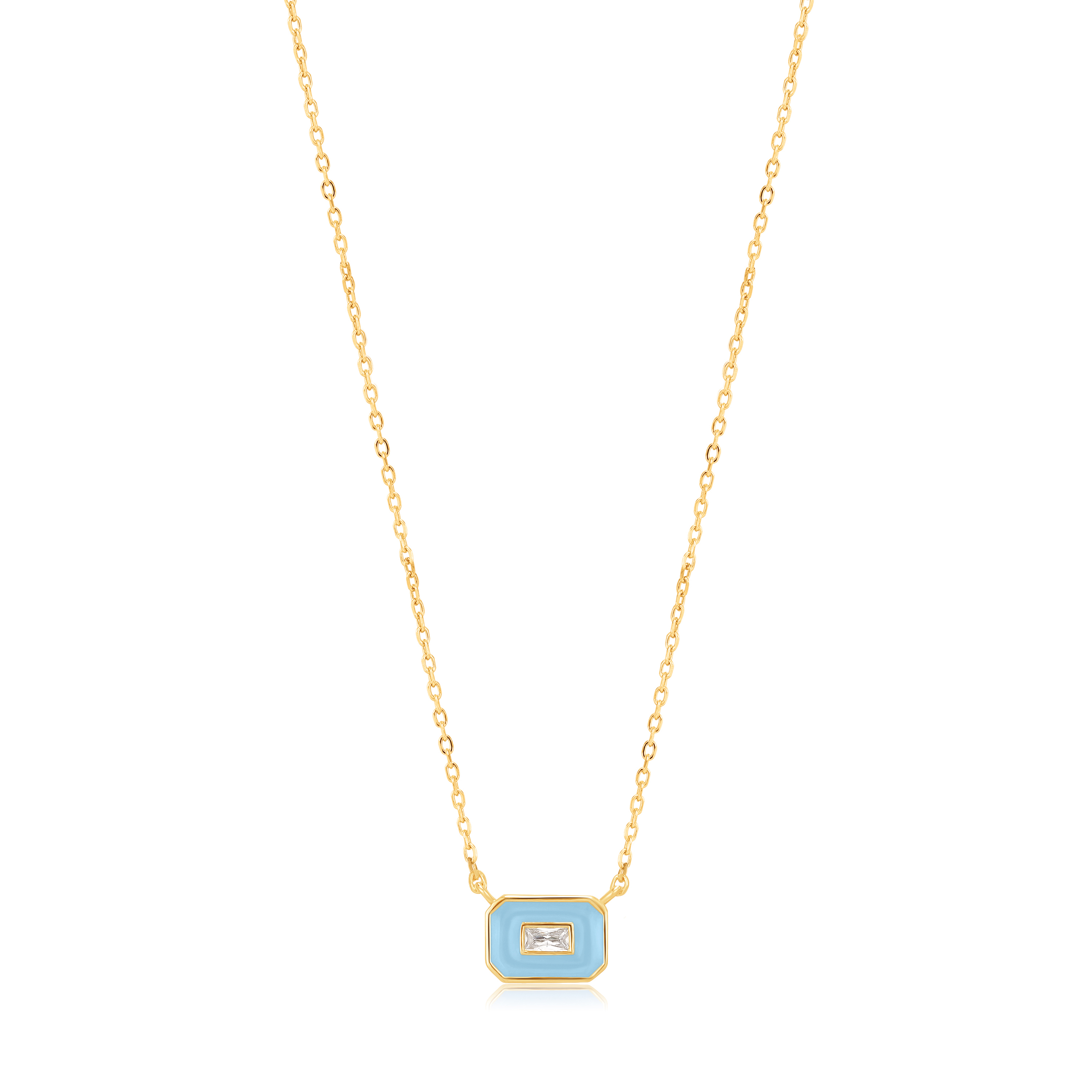 ANIA HAIE Powder Blue Enamel Emblem Necklace, Gold-plated