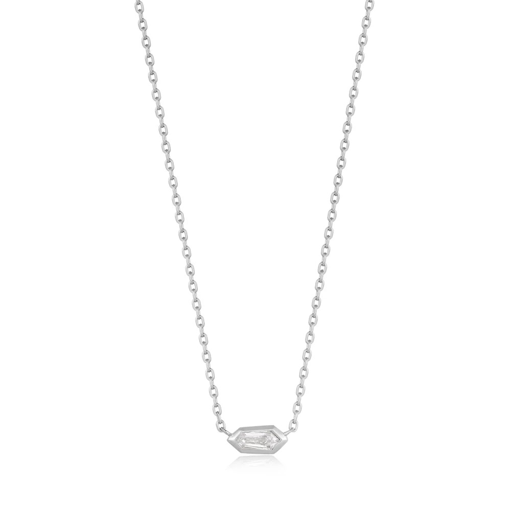 ANIA HAIE Silver Sparkle Emblem Chain Necklace