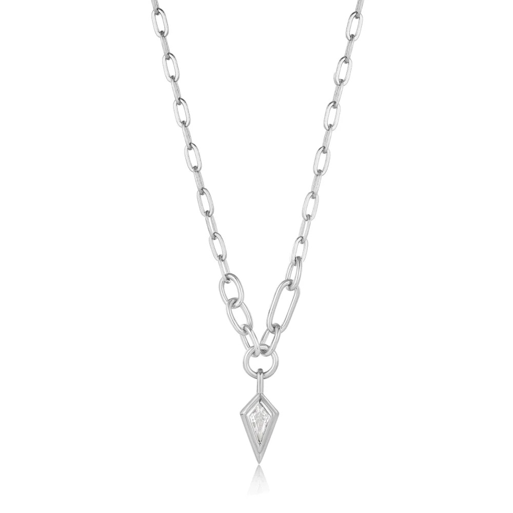 ANIA HAIE Silver Sparkle Drop Pendant Chunky Chain Necklace