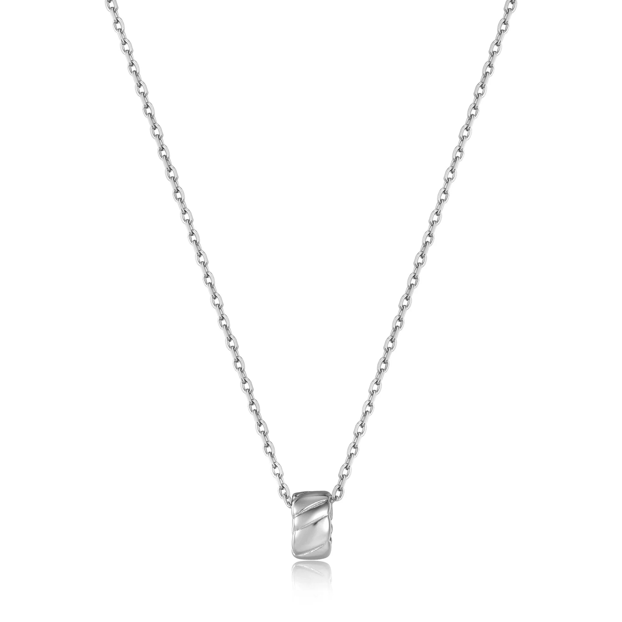 ANIA HAIE Silver Smooth Twist Pendant Necklace