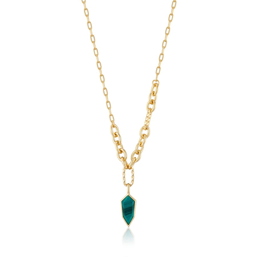 ANIA HAIE Malachite Emblem Pendant Necklace, Gold-plated