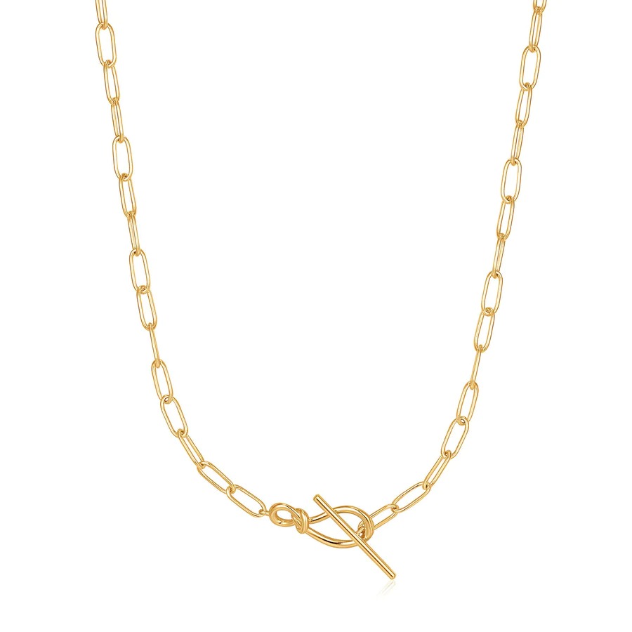 ANIA HAIE Gold Knot T Bar Chain Necklace