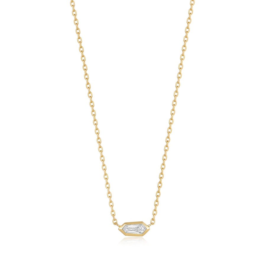 ANIA HAIE Sparkle Emblem Chain Necklace, Gold-plated