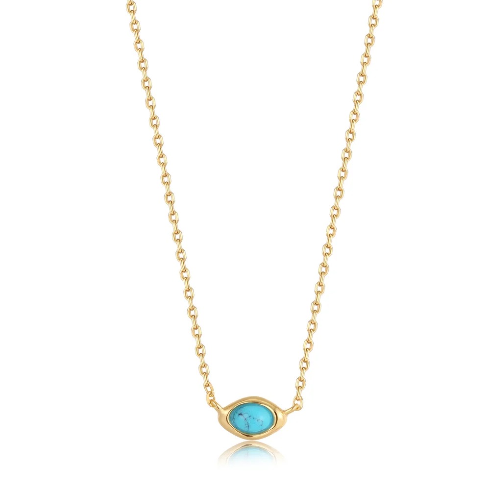 ANIA HAIE Turquoise Wave Necklace, Gold-Plated