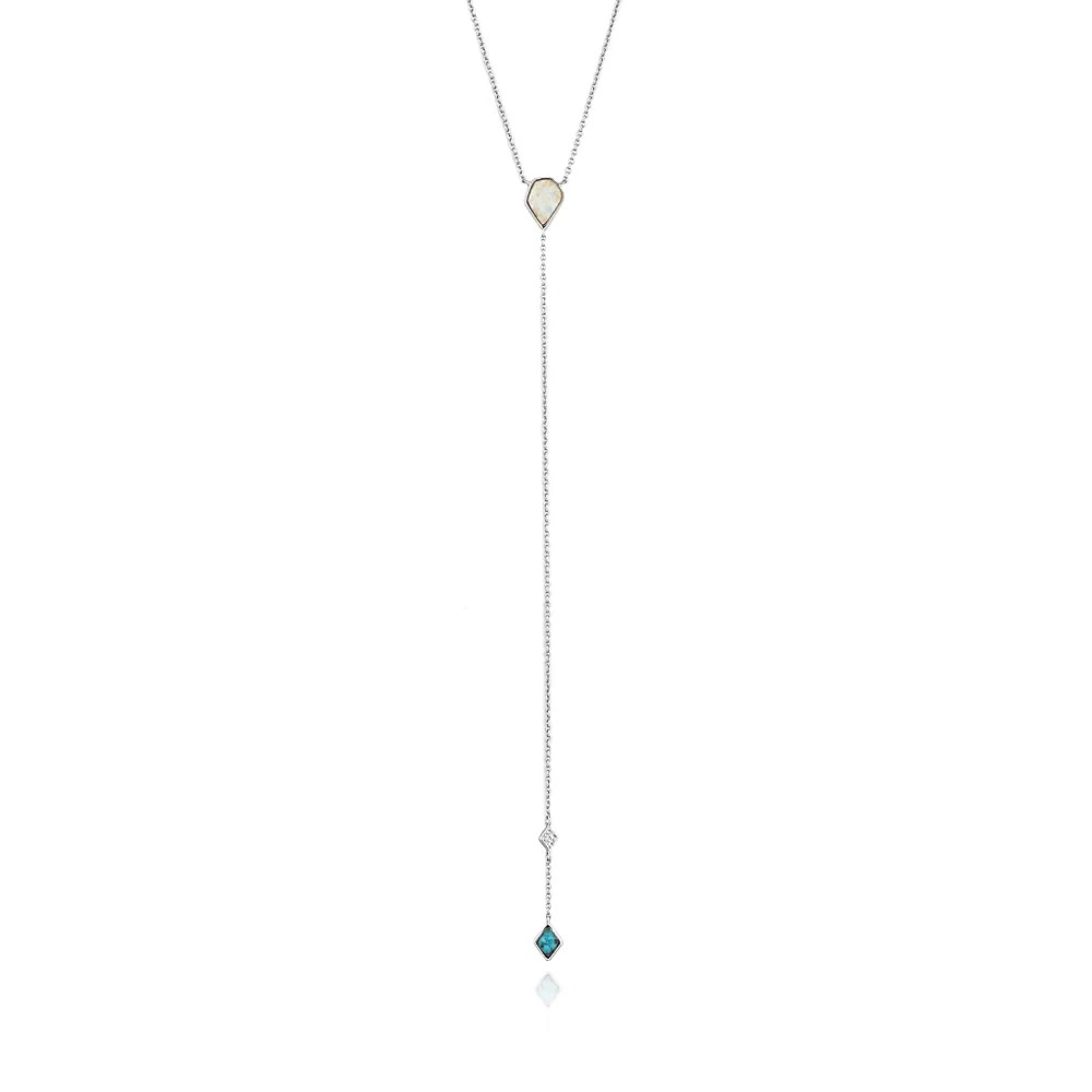 ANIA HAIE Silver Turquoise and Opal Color Y Necklace