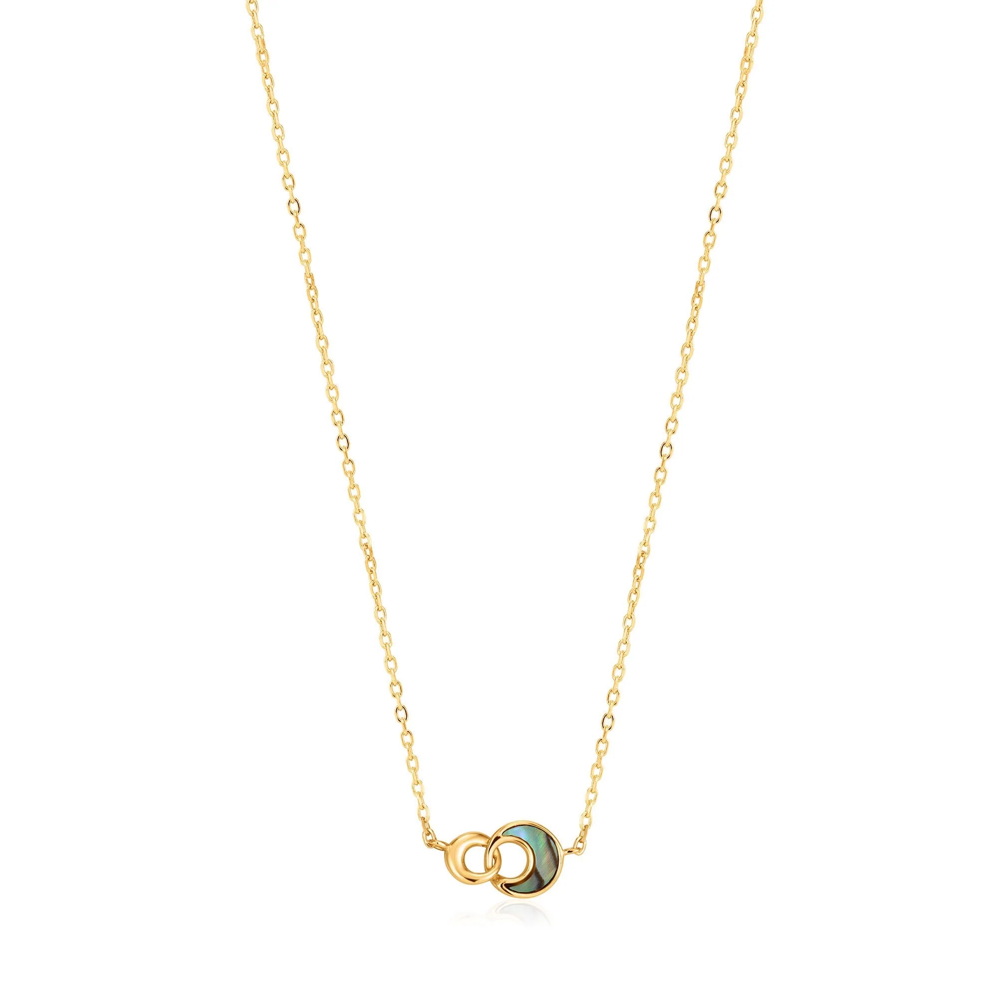 ANIA HAIE Tidal Abalone Crescent Link Necklace, Gold-plated