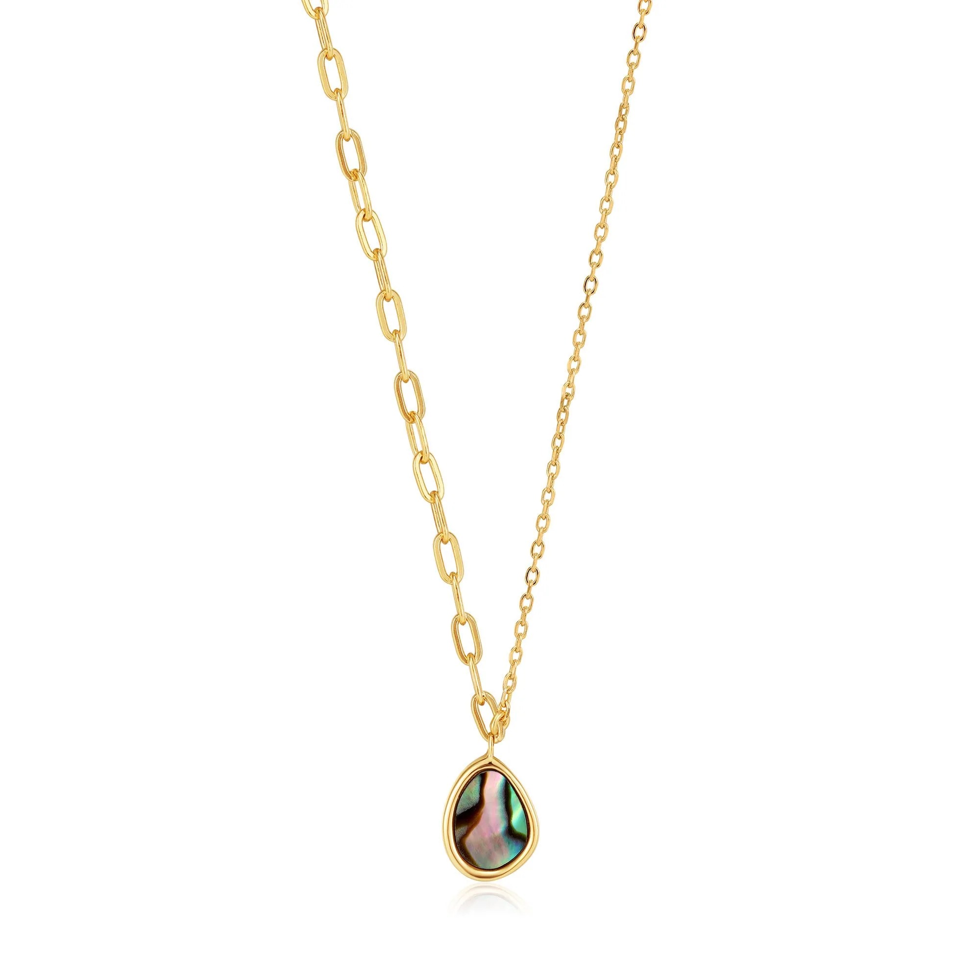 ANIA HAIE Tidal Abalone Mixed Link Necklace, Gold Plate
