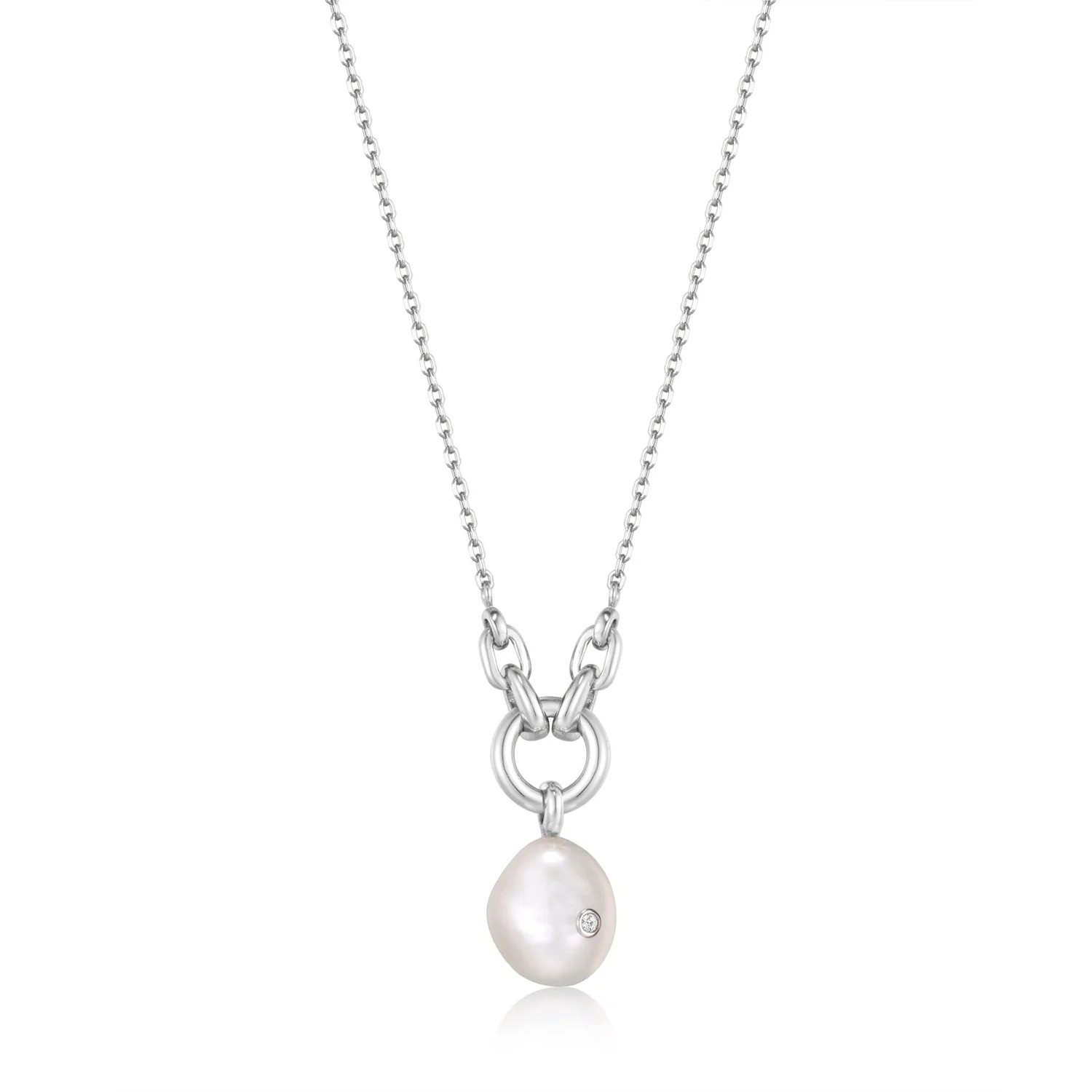 ANIA HAIE Silver Pearl Sparkle Pendant Necklace