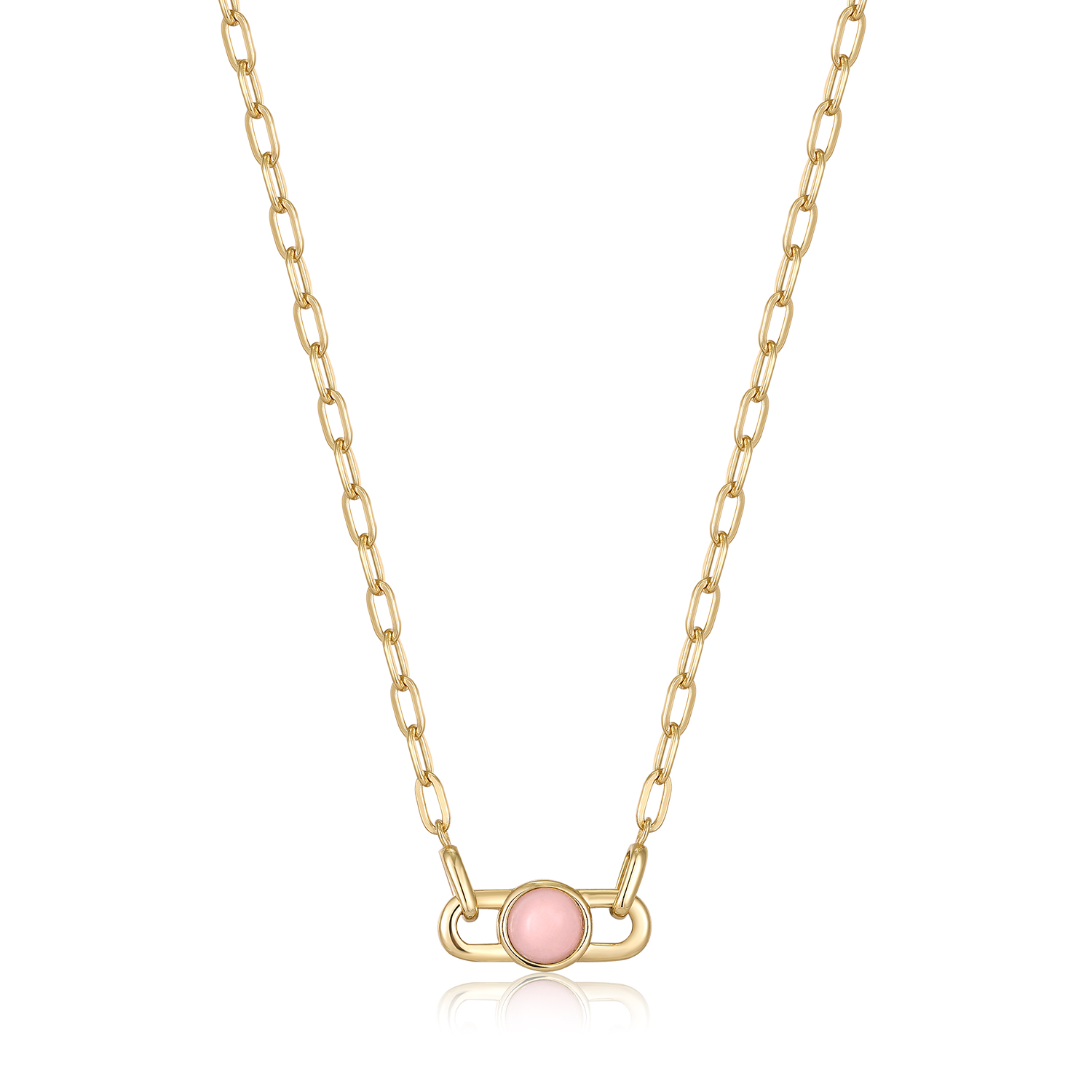 ANIA HAIE Orb Rose Quartz Link Necklace, Gold-plated