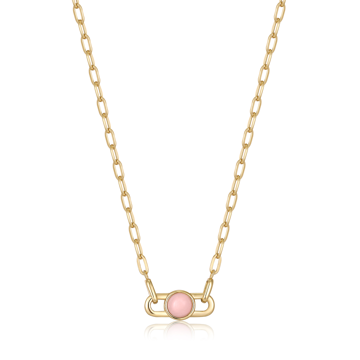 ANIA HAIE Orb Rose Quartz Link Necklace, Gold-plated