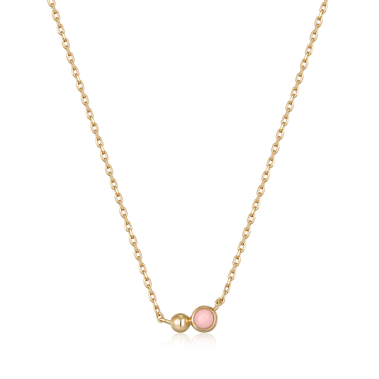 ANIA HAIE Orb Rose Quartz Pendant Necklace, Gold-plate
