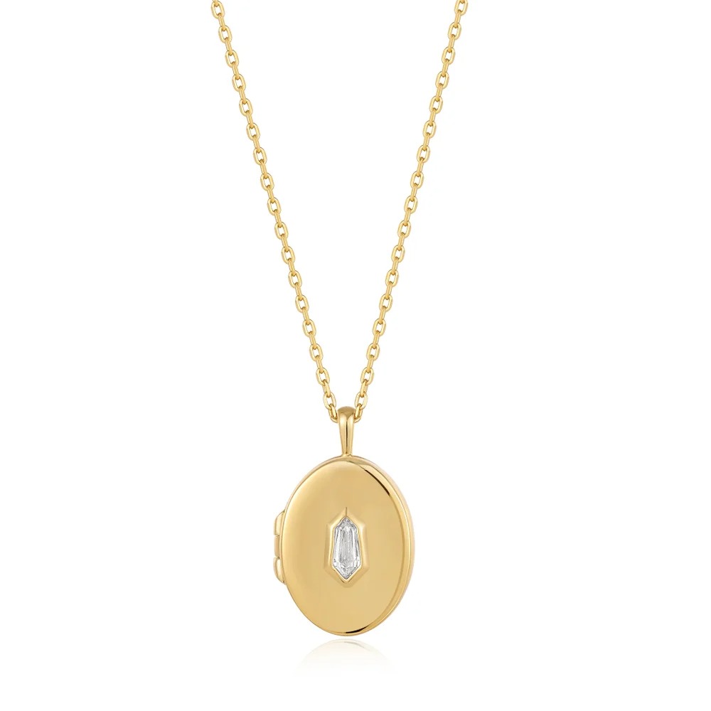 ANIA HAIE Sparkle Locket Pendant Necklace, Gold-plated