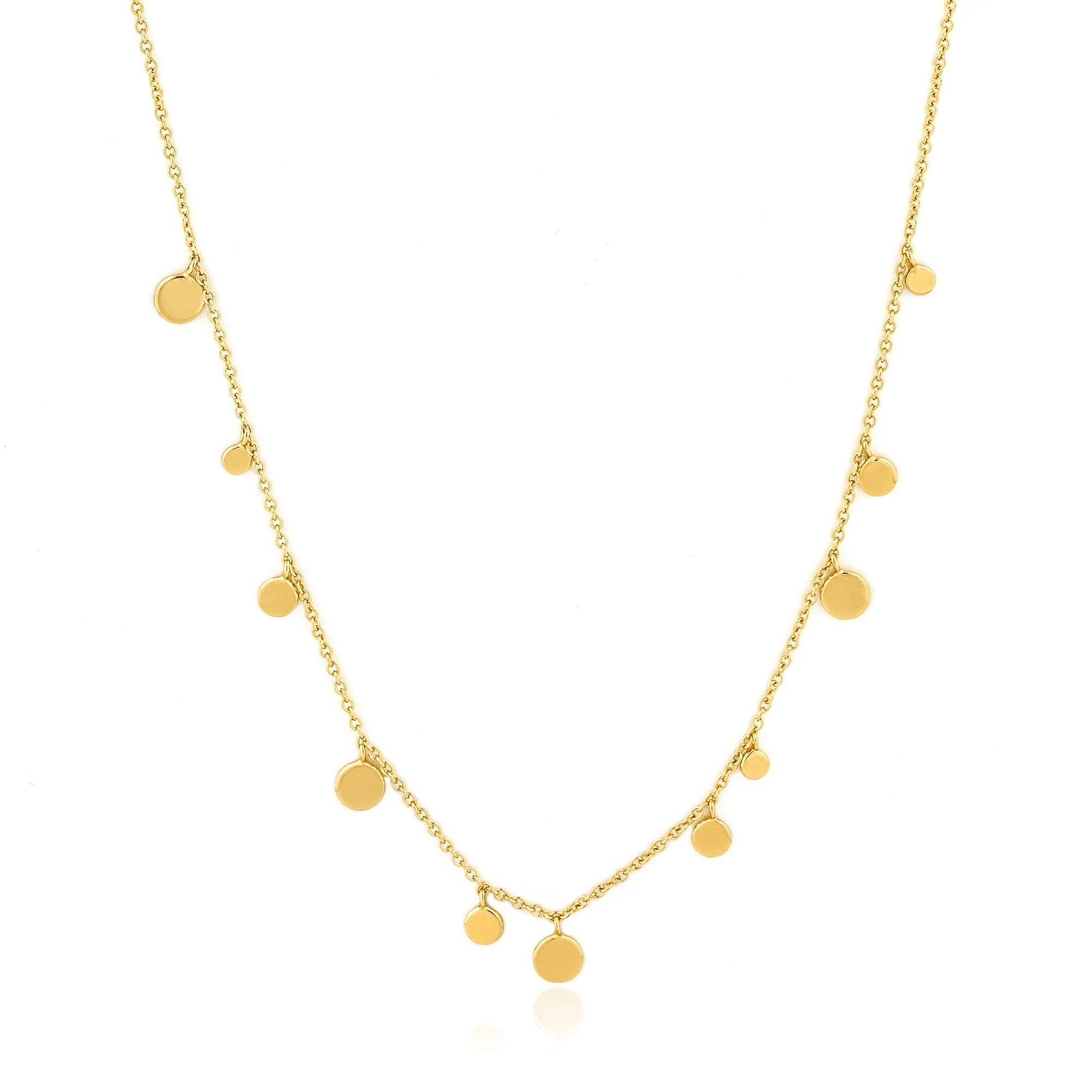 ANIA HAIE Geometry Mixed Discs Necklace, Gold-Plated