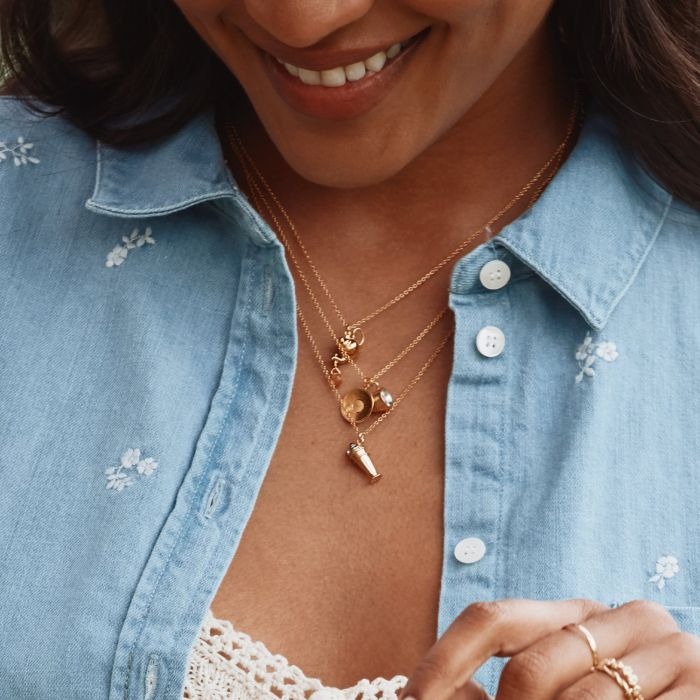 Alex Monroe Teapot Necklace with Citrine Drop l Gold-plated