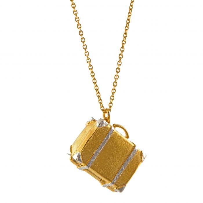 Alex Monroe Vintage Suitcase Locket Pendant Necklace l Gold-plated