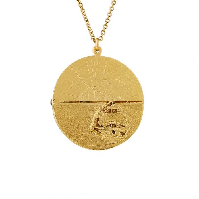 Alex Monroe Sail into the Sunset Folding Disc Pendant Necklace l Gold-plated