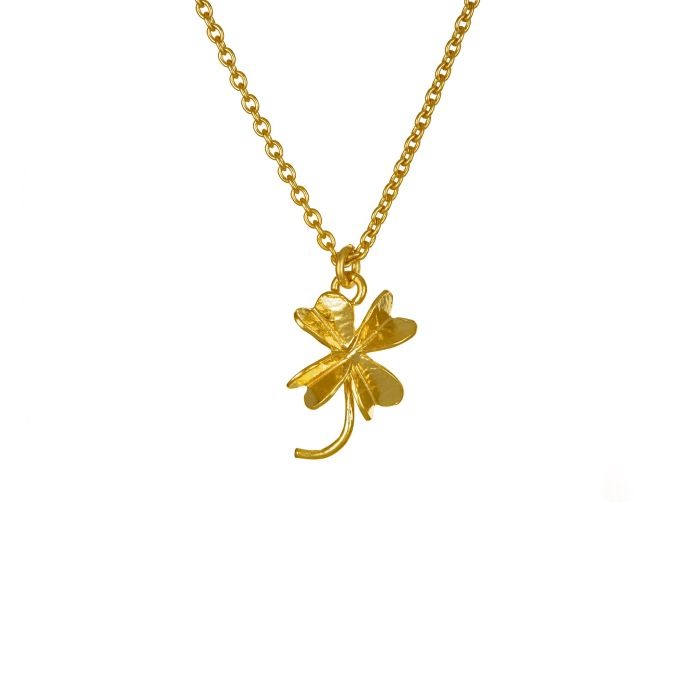 14K Gold Plated Three Four Leaf Clover Necklace Sterling Silver | JewelryEva