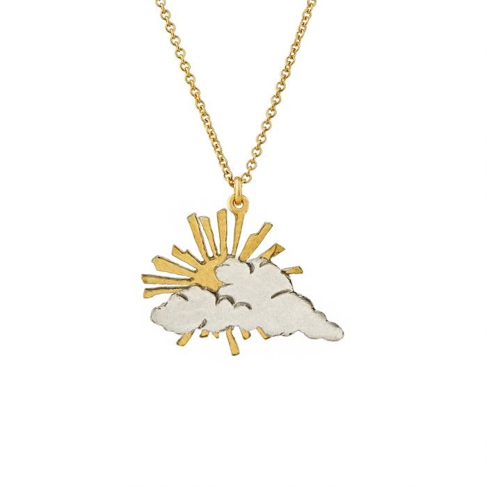 Alex Monroe Rays of Hope Pendant Necklace l Sterling Silver and Gold-plate