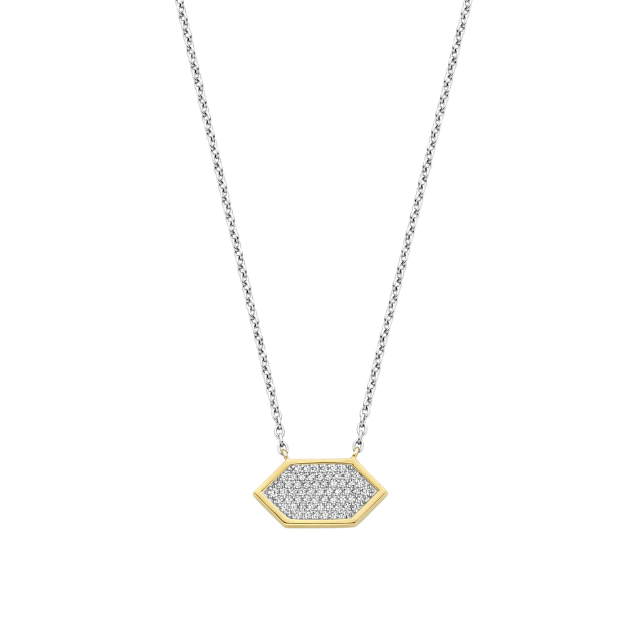 Ti Sento Geometric Pave Pendant Necklace