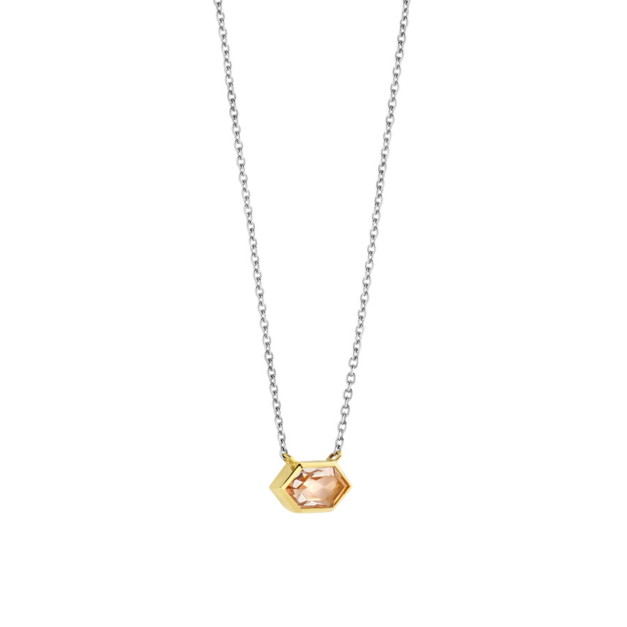 Silver Gold-plate Pink Stone Necklace l TI SENTO Necklace 34041NU