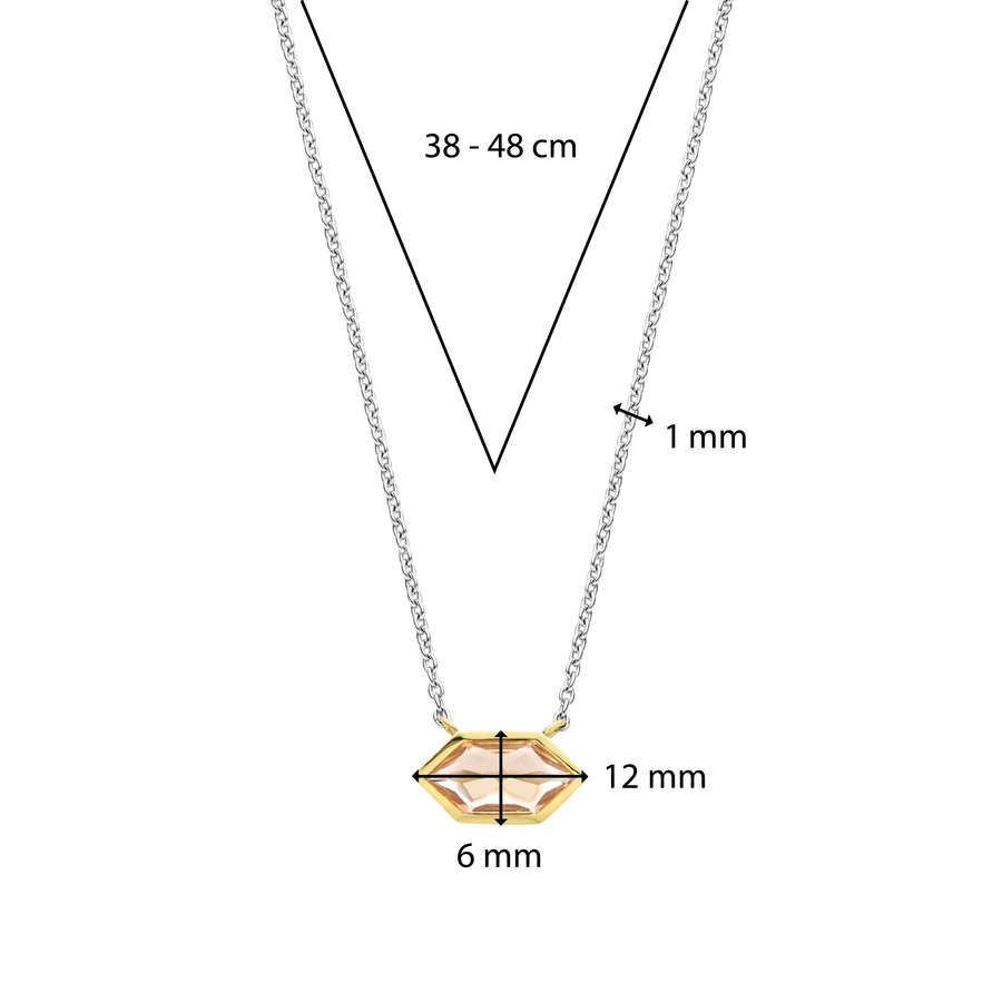 Silver Gold-plate Pink Stone Necklace l TI SENTO Necklace 34041NU