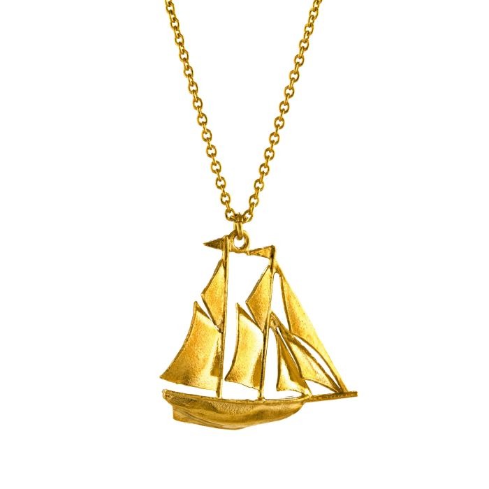 Alex Monroe Big Sailing Ship Necklace l Gold-plate