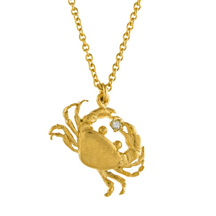 Alex Monroe Diamond Cheeky Crab Pendant Necklace l Gold-Plated