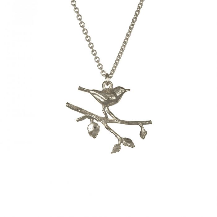 Alex Monroe Perched Warbler Bird Necklace l Sterling Silver