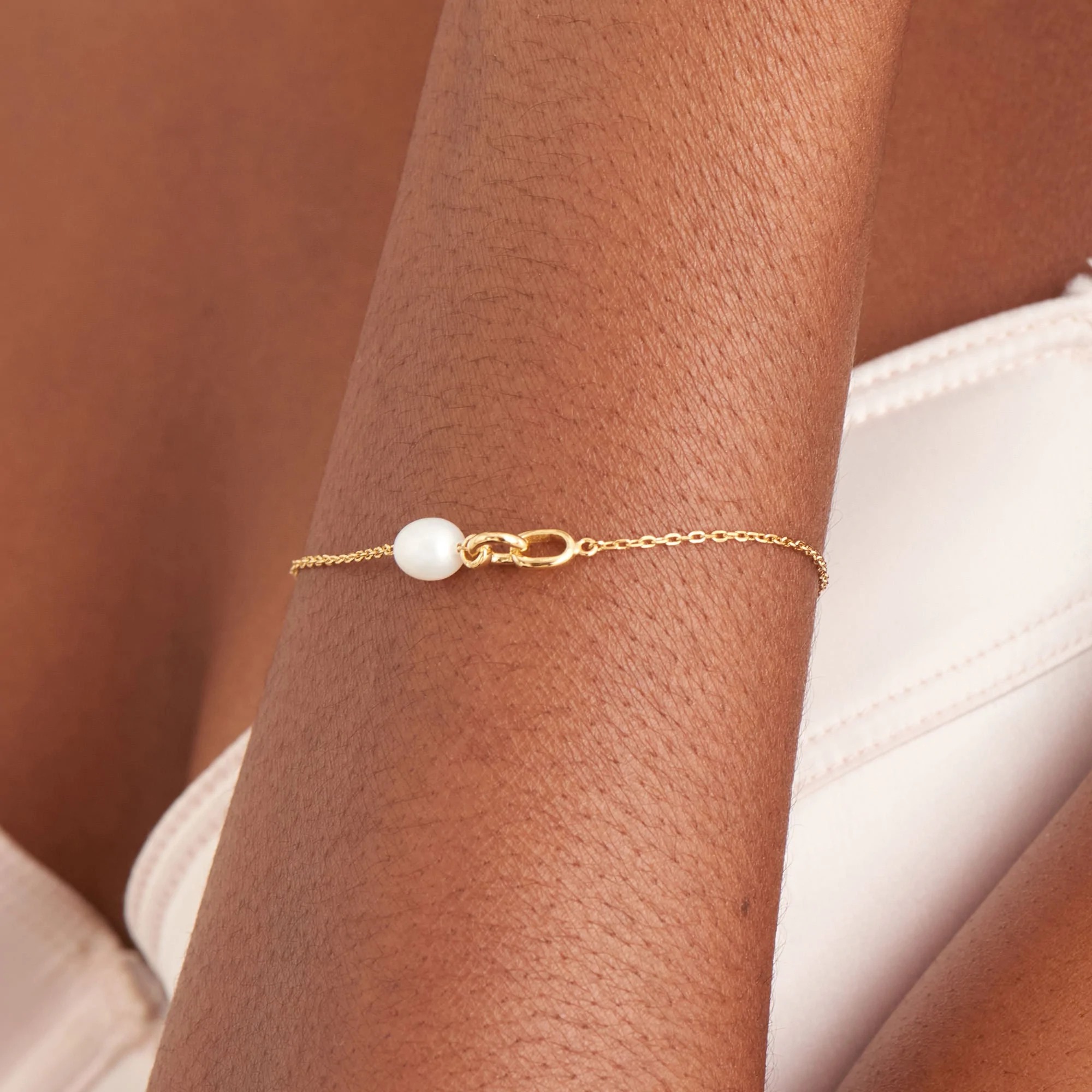 ANIA HAIE Pearl Link Chain Bracelet, Gold-plated