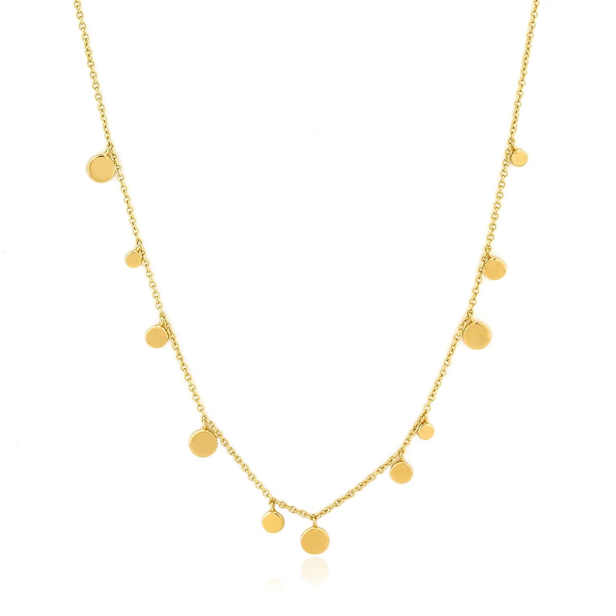 ANIA HAIE Geometry Mixed Discs Necklace, Gold-Plated