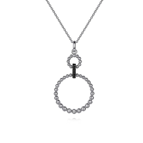 Sterling Silver Black Spinel Bujukan Link Drop Necklace l 17 1/2 inches