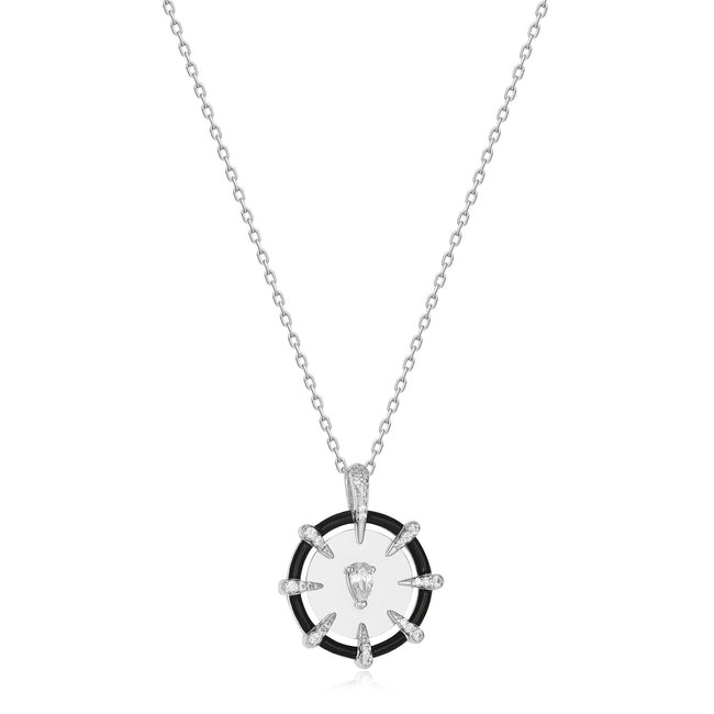 Silver Sparkle Point Medallion Necklace
