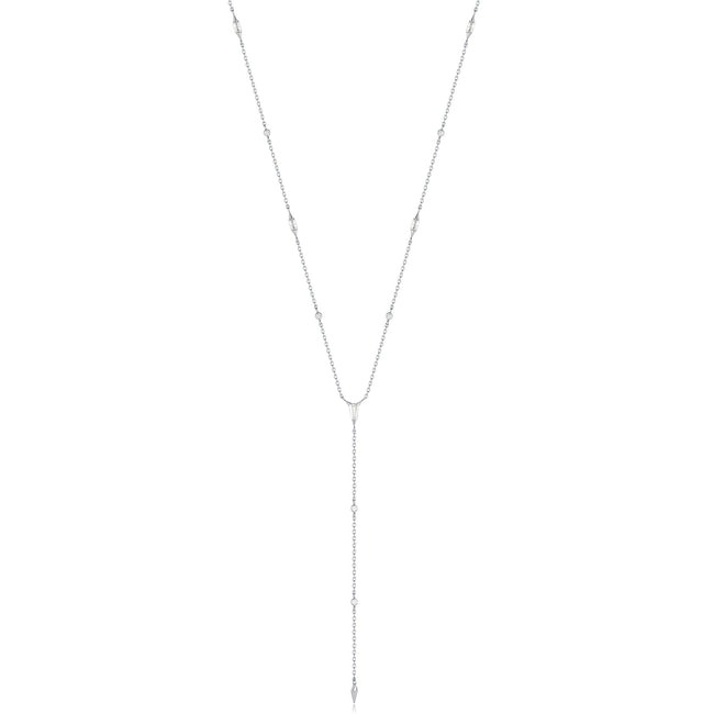 Silver Sparkle Point Y-Necklace, Gold-Plate