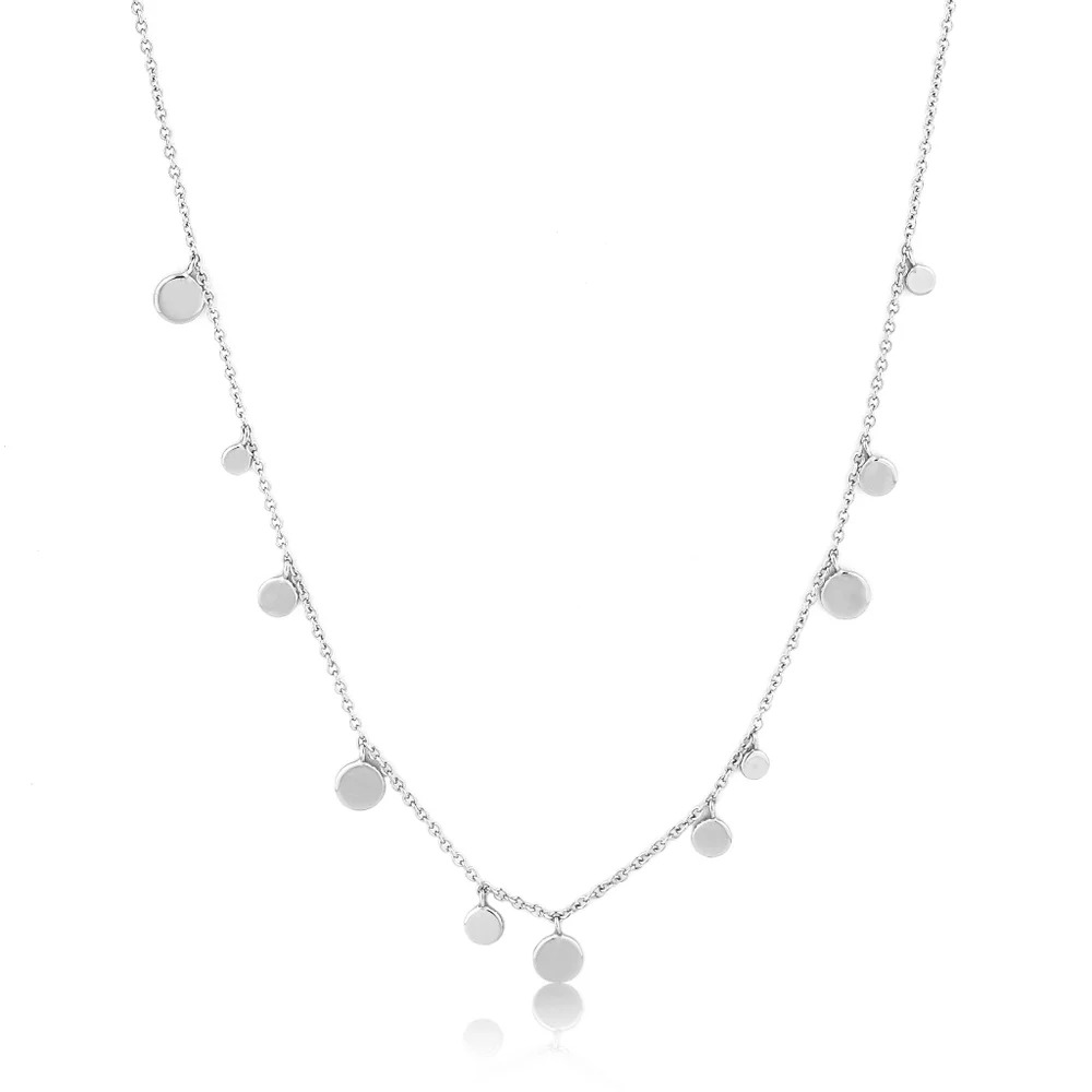 Sterling Silver Geometry Mixed Discs Necklace l ANIA HAIE