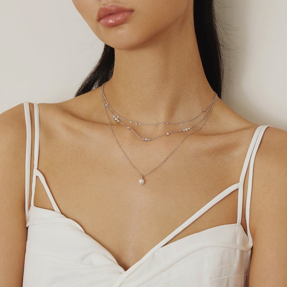 ANIA HAIE Mini Disc Drop Stacking Necklace, Sterling Silver