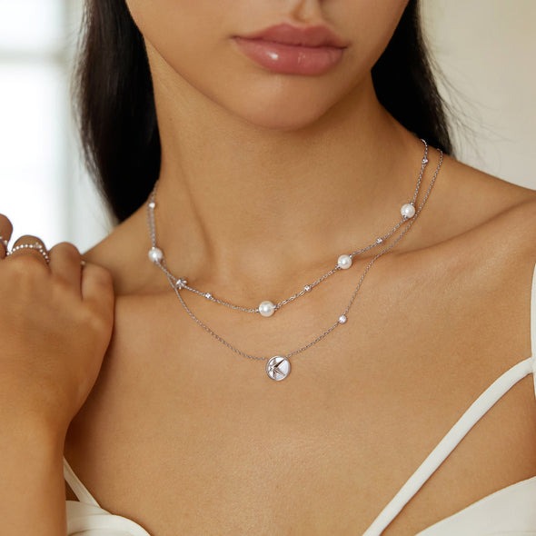 ANIA HAIE Pearl and Star Station Necklace, Gold-plate