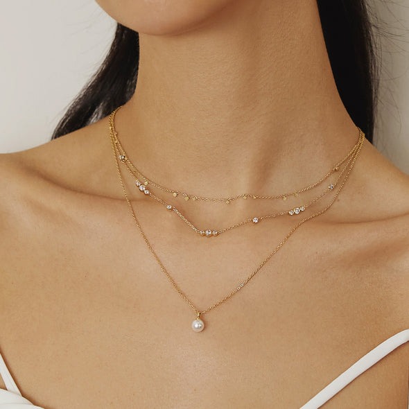 ANIA HAIE Sparkling Bezel Cubic Zirconia Station Necklace, Gold-plate