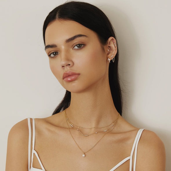 ANIA HAIE Sparkling Bezel Cubic Zirconia Station Necklace, Gold-plate