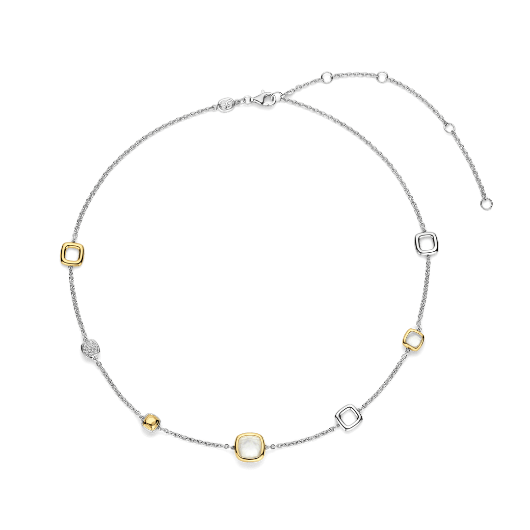 TI SENTO 34080MW Silver and Gold-plated Zirconia Necklace