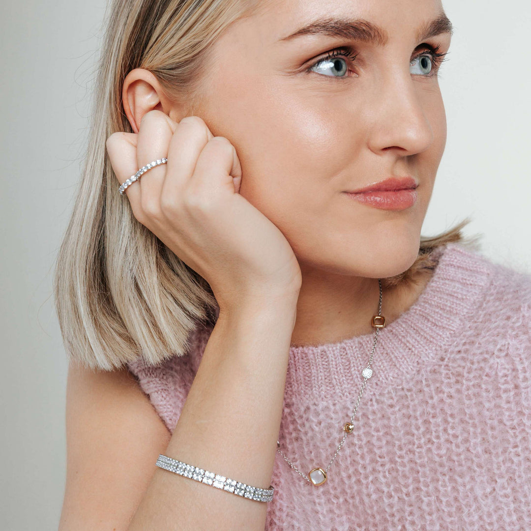 TI SENTO 34080MW Silver and Gold-plated Zirconia Necklace