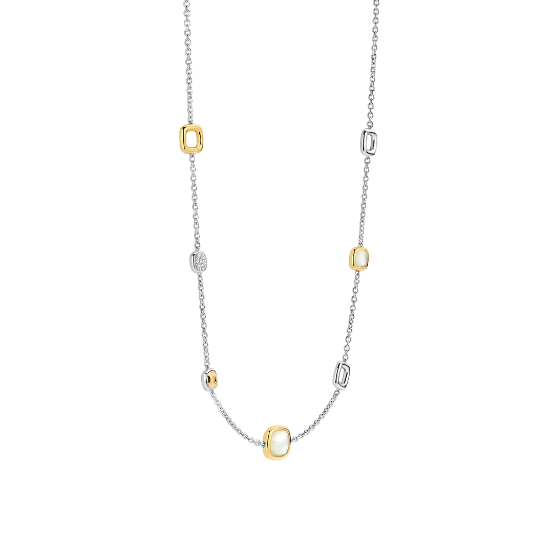 TI SENTO 34080MW Silver and Gold-plated Zirconia Necklace